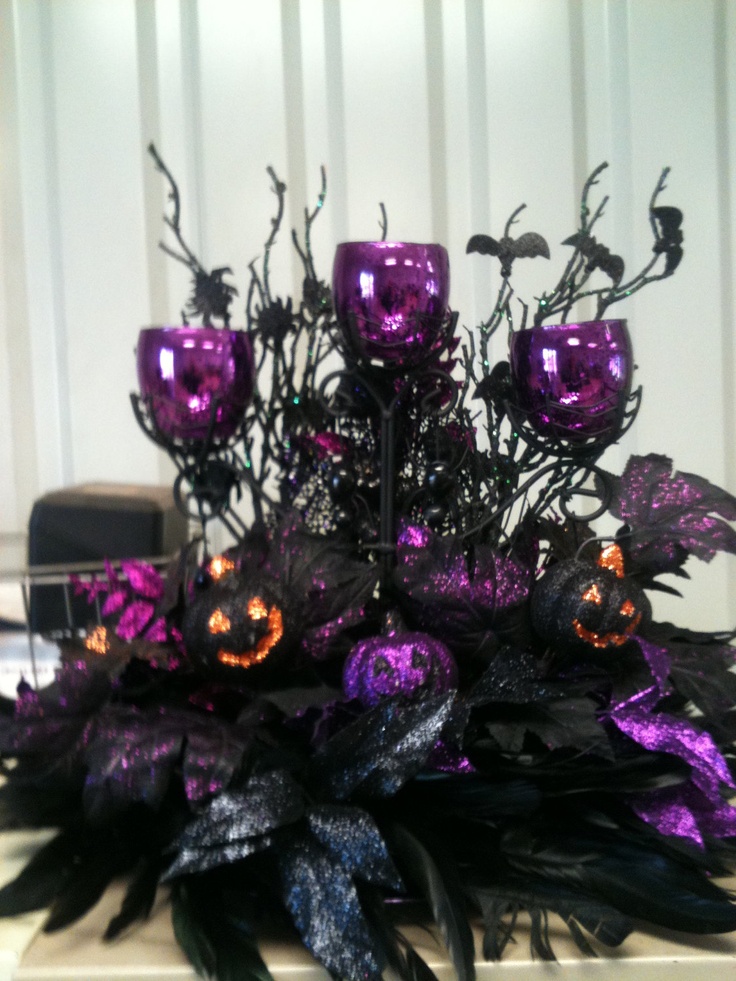 Purple Halloween Wedding Centerpiece