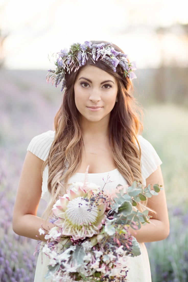 Simple Wedding Hairstyles With Floral Crowns