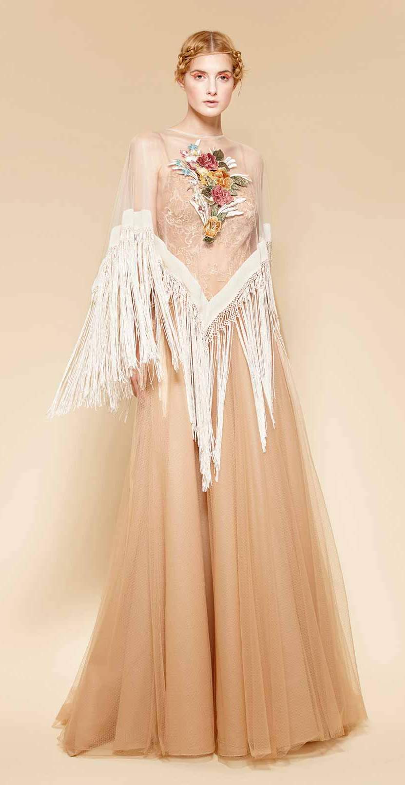 Couture lingerie nude dress with ethereal and delicate silhouette