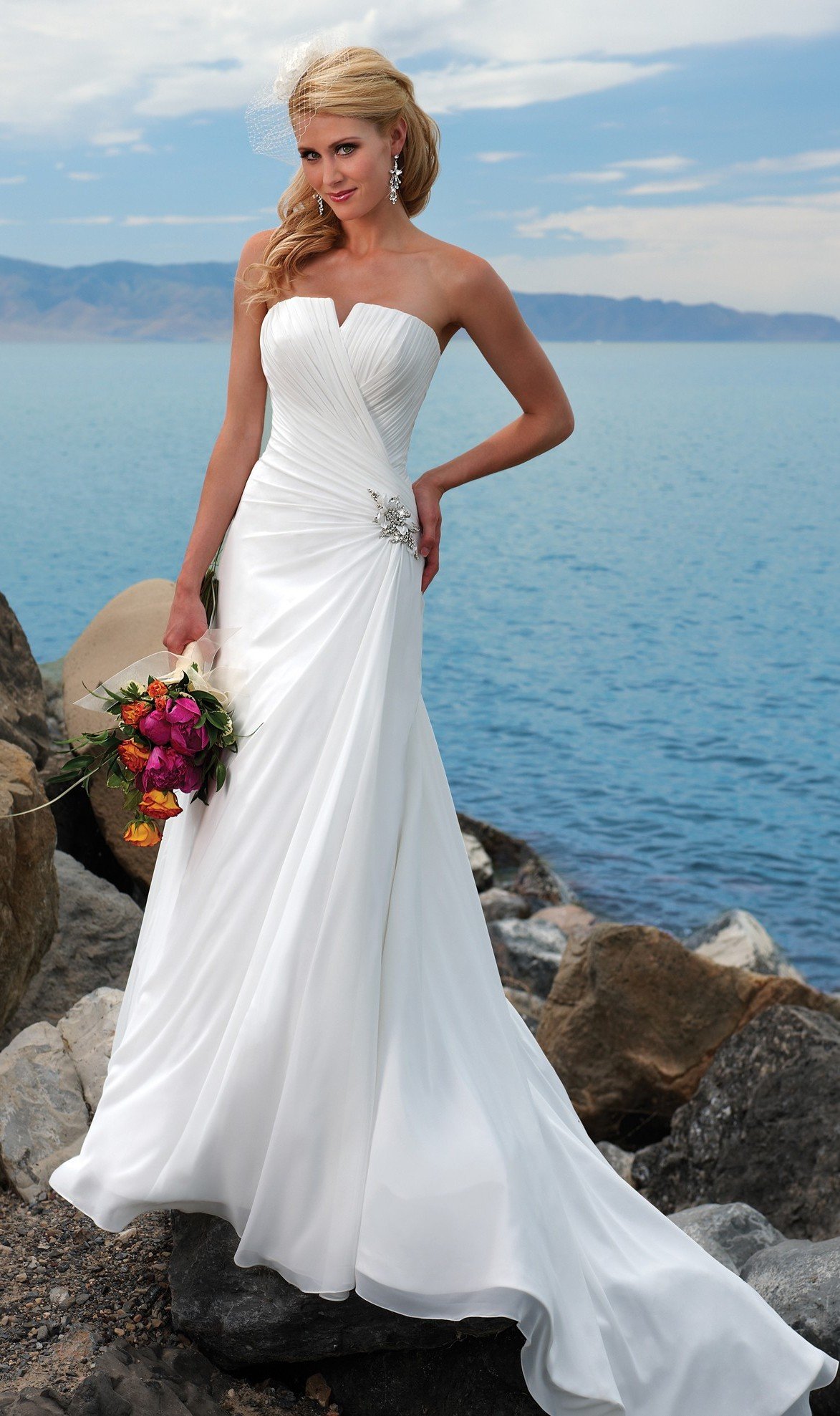 Great Strapless Beach Wedding Dresses Check it out now | goldweddingdress3